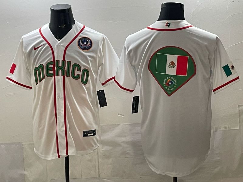 Men 2026 World Cub Mexico Blank White Game Nike MLB Jersey style 0012